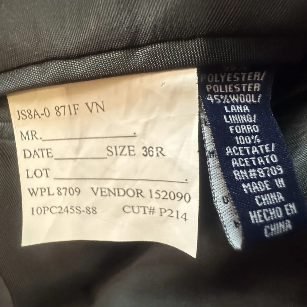NWT Stafford Ease Wool Blend Suit Blazer Jacket Size:36R Charcoal Gray Vent